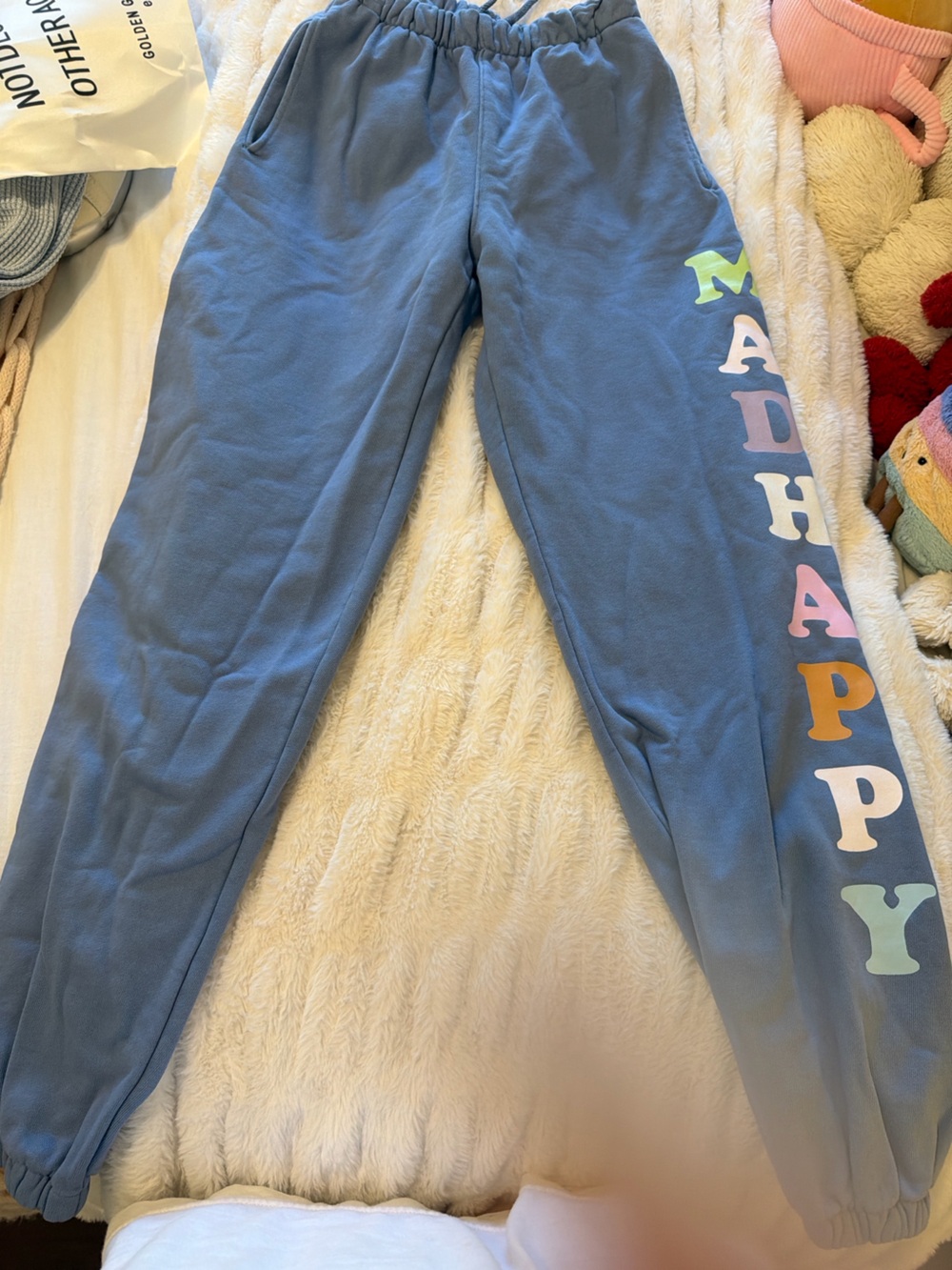Madhappy Blue Joggers with Multicolor Lettering